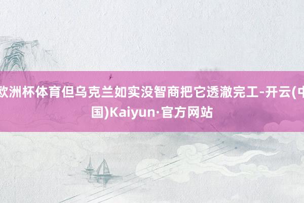 欧洲杯体育但乌克兰如实没智商把它透澈完工-开云(中国)Kaiyun·官方网站