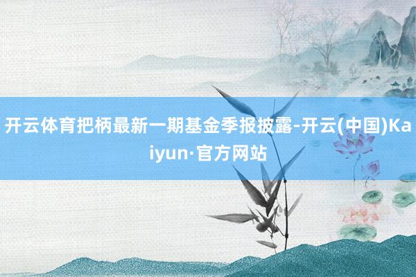 开云体育把柄最新一期基金季报披露-开云(中国)Kaiyun·官方网站