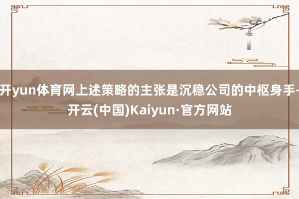 开yun体育网上述策略的主张是沉稳公司的中枢身手-开云(中国)Kaiyun·官方网站