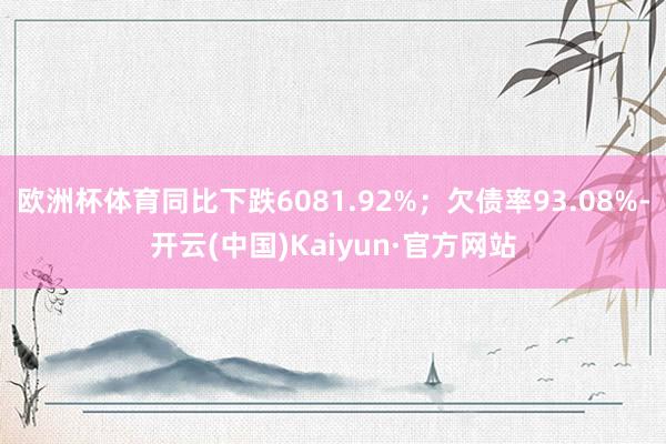 欧洲杯体育同比下跌6081.92%；欠债率93.08%-开云(中国)Kaiyun·官方网站