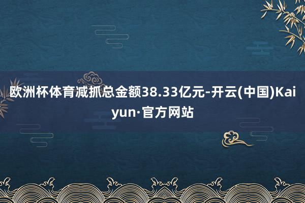 欧洲杯体育减抓总金额38.33亿元-开云(中国)Kaiyun·官方网站